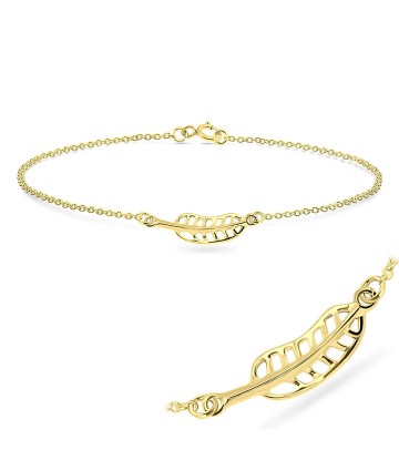 Gold Plated Leaf Silver Bracelet BRS-63-GP